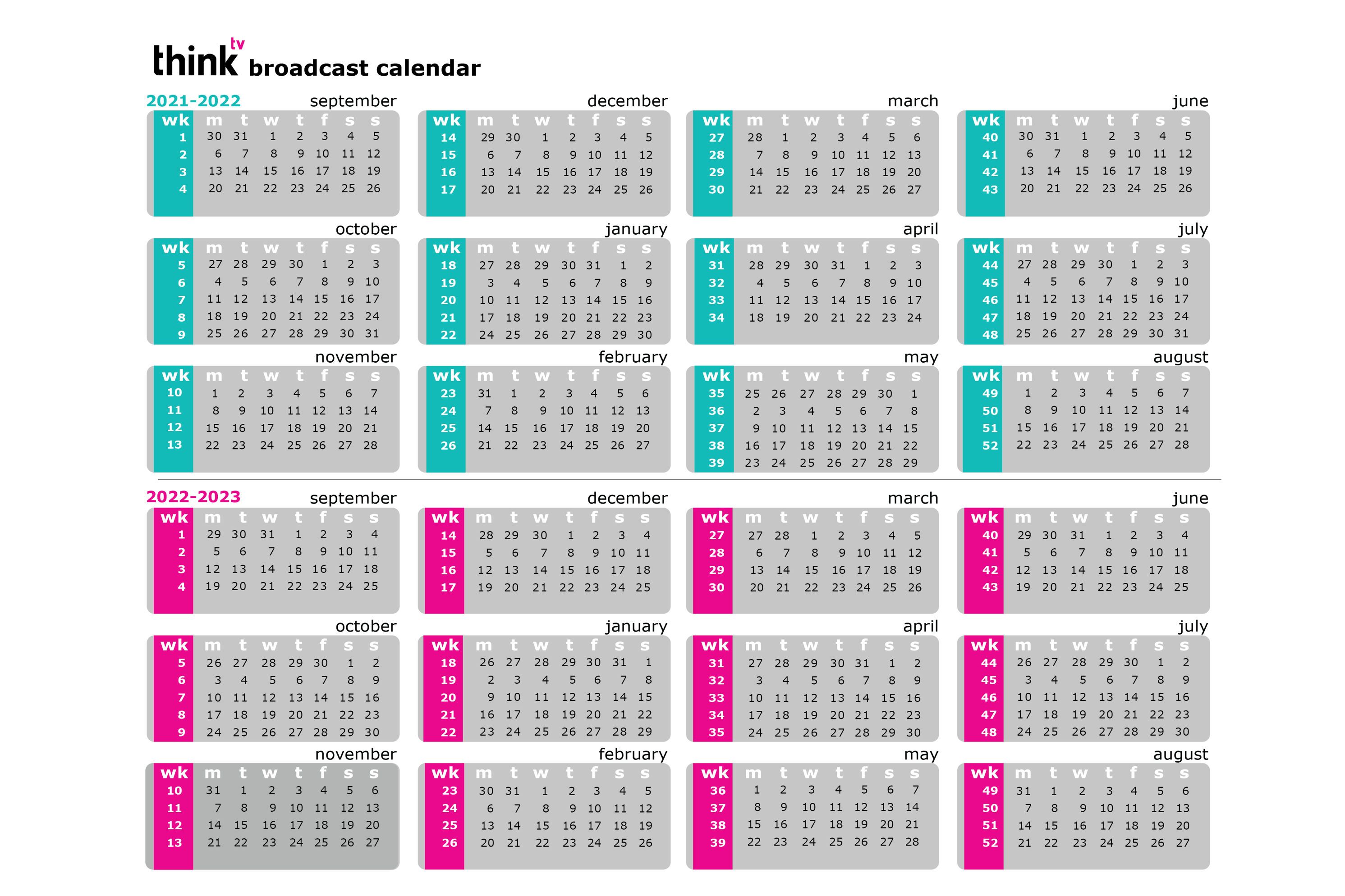 2023 Broadcast Calendar Printable Printable Template Calendar